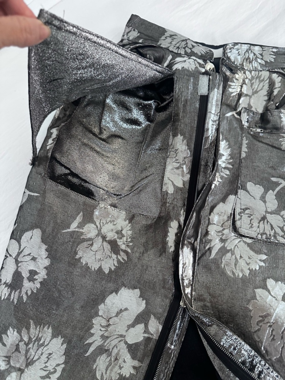 Dolce & Gabbana Metallic Silver and Cream Floral Midi Skirt - Picture 6 of 7